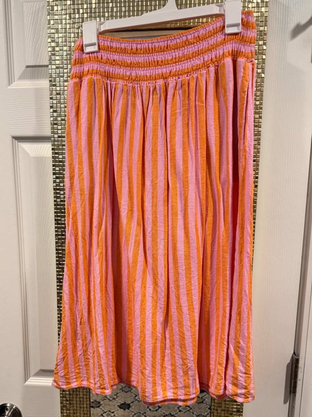 a new day Pink and Orange Striped Maxi Skirt with Pockets